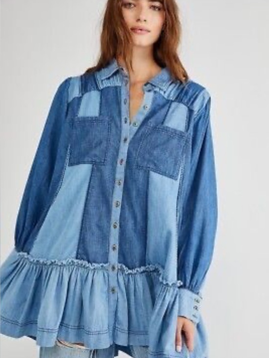 We The Free Dresses & Skirts - Free People Sunburst Denim Mini Dress